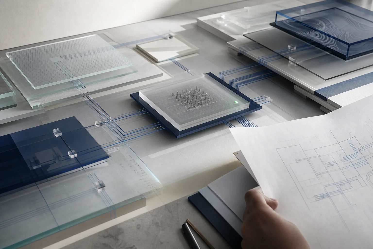 Layered architectural materials representing governed enterprise data foundations